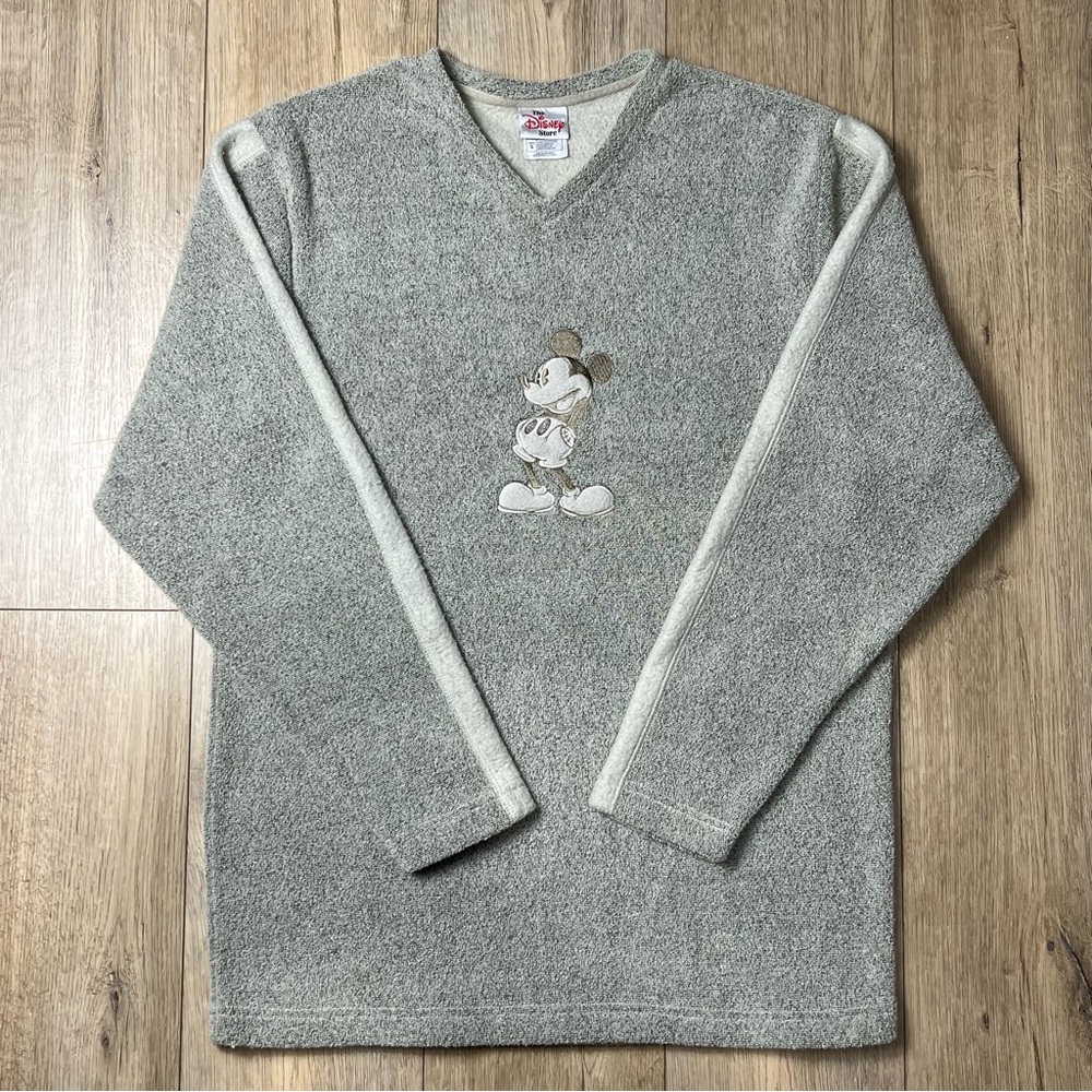 The Disney Store Mickey Mouse Grey V-Neck Sweater Men’s Size S